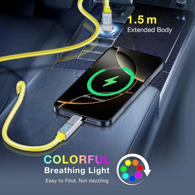 Alt view image 5 of 7 - 4-in-1 USB C to Lightning Cable 240W Fast Charging Cable USB to USB C Cord Compat. for iPhone Charger 5ft USB A to USB C Cord Compat. with iPhone 18 17 16 15 14 13 Pro Max iPad MacBook