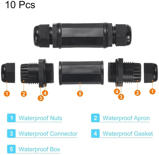 Alt view image 3 of 6 - MECCANIXITY Waterproof RJ45 Coupler, Dual Head Shielded Female to Female IP67 Ethernet Outdoor LAN Cable Connector for Cat6/Cat5e/Cat5, Pack of 10