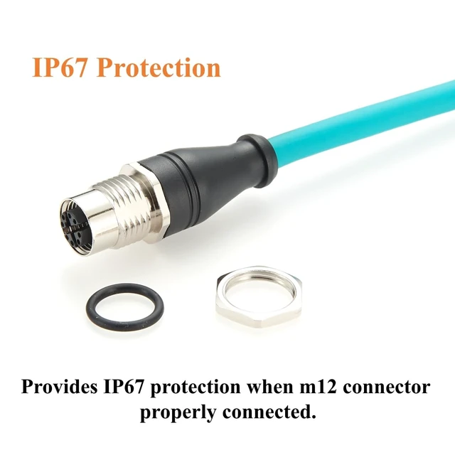 Alt view image 6 of 7 - M12 X Code 8Pin to RJ45 Bulkhead Panel Mount Cable M12 Female to RJ45 CAT6A Industrial Ethernet Cable Shielded High Flex for GigE Vision Camera, Machine Vision, PoE Sensor, PLC, Robotics (0.3M/1FT)