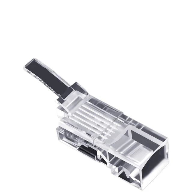 Alt view image 6 of 6 - RJ12 6P6C Long Body Unshielded Telephone Crystal Head Rj11 6 Core Telephone Line Modular Plug Connector