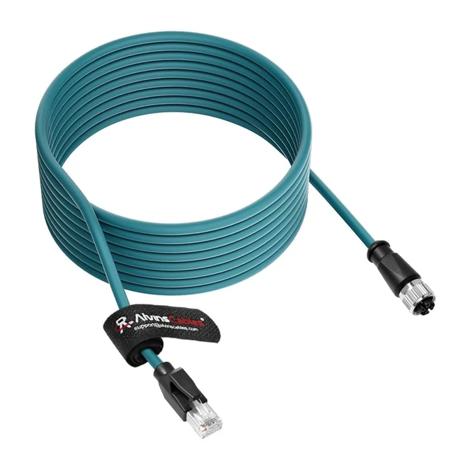 Alt view image 2 of 4 - Alvin's Cables M12 X-Code 8 Pin Female to RJ45 Ethernet Cable Cat6a High-Flex Shielded for Cognex Keyence Basler Industrial Automation Fieldbus Module 16.4ft/5m,Green