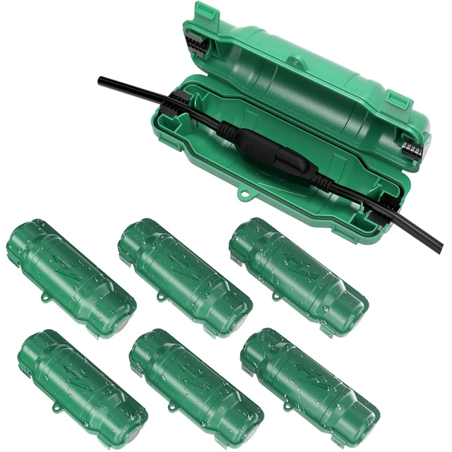 Main image of Pack of 7 Outdoor Extension Cable Security Covers with IP54 Waterproof Seal, Waterproof and Weatherproof, Electrical Connection Box with 2 Latches,