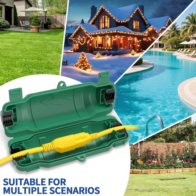 Alt view image 6 of 7 - Pack of 7 Outdoor Extension Cable Security Covers with IP54 Waterproof Seal, Waterproof and Weatherproof, Electrical Connection Box with 2 Latches,