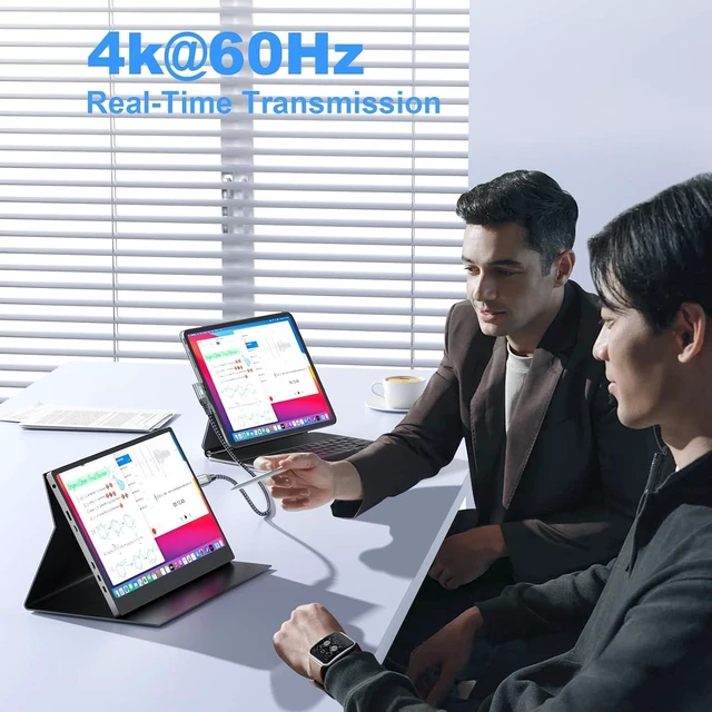 Alt view image 4 of 7 - 3FT Right Angle USB C Monitor Cable 3-Pack, 20Gbps, 4k@60HZ, 100W PD