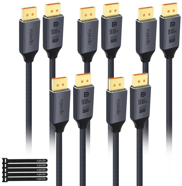 Main image of 80Gbps Displayport Cable 2.1,16K@60Hz, 8K@120Hz, 4K@240Hz,1080P@360Hz, DP80 HDR DSC 1.2a,FreeSync Display Port Cord for Gaming PC, Monitor 5090,7900XTX,S1334 (4 ft -5pack)