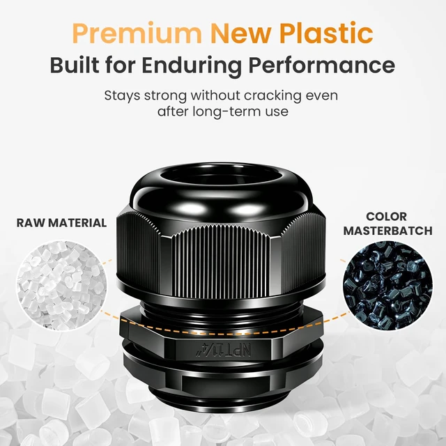 Alt view image 3 of 7 - QILIPSU 10pcs 1-1/4" NPT Cable Gland Waterproof IP68 Nylon Cable Pass Through Cord Grip Connector Strain Relief Wire Grommet
