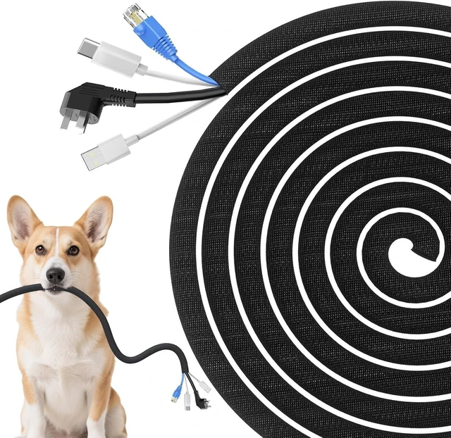 Main image of Cord Protectors from Pets No Chew, Ultra Durable Wire Protector Cord Covers for Pets, Flexible Cable Sleeve Cord Management for TV/Computer/Electric Wires/Phone Charging Cables (1/2"-50Feet)