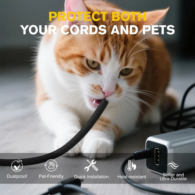 Alt view image 2 of 7 - Cord Protectors from Pets No Chew, Ultra Durable Wire Protector Cord Covers for Pets, Flexible Cable Sleeve Cord Management for TV/Computer/Electric Wires/Phone Charging Cables (1/2"-50Feet)