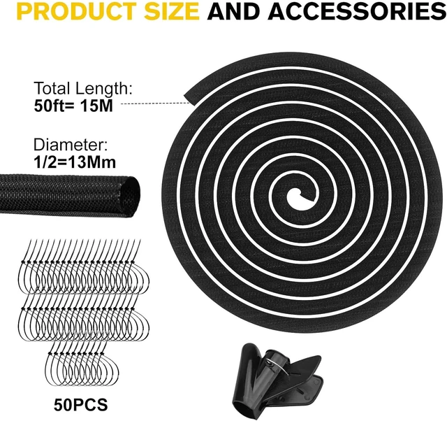 Alt view image 7 of 7 - Cord Protectors from Pets No Chew, Ultra Durable Wire Protector Cord Covers for Pets, Flexible Cable Sleeve Cord Management for TV/Computer/Electric Wires/Phone Charging Cables (1/2"-50Feet)