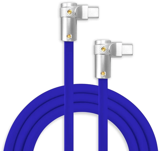 Main image of chubbycable 240W Charging Cable 2x90° USB C to C Cable, Dark Blue, 0.82FT