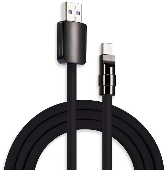 Main image of chubbycable 120W USB A to C Charging Cable, Metallic Glossy Black, 0.82FT