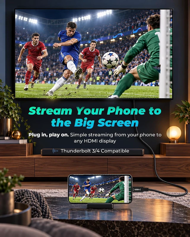 Alt view image 5 of 7 - 8K USB C to HDMI Cable 10FT - Thunderbolt 3/4 Compatible, 8K@60Hz 4K@120Hz