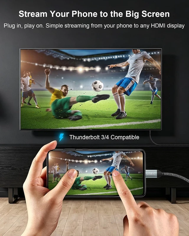 Alt view image 6 of 7 - 8K USB C to HDMI Cable 3.3FT - Thunderbolt 3/4 Compatible, 8K@60Hz 4K@120Hz