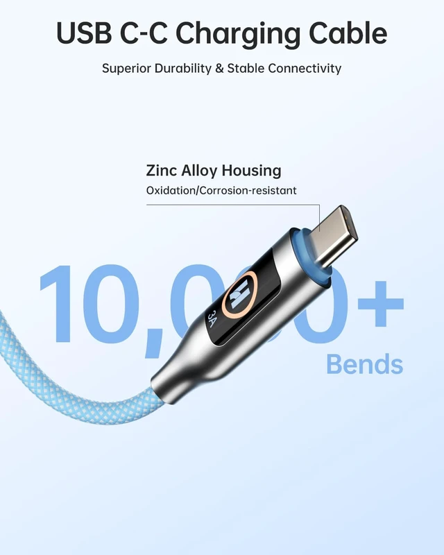 Alt view image 4 of 7 - Hichain USB C to USB C Cable, Type-C 60W Fast Charging Cable 2 Pack, Phone Charger Cord Type C for iPhone 17/16/15, Android/Galaxy/iPad/MacBook - Blue 2P / 4 FT