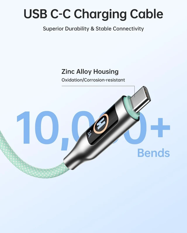 Alt view image 4 of 7 - Hichain USB C to USB C Cable, Type-C 60W Fast Charging Cable 2 Pack, Phone Charger Cord Type C for iPhone 17/16/15, Android/Galaxy/iPad/MacBook - LightGreen 4 FT + 6.6 FT