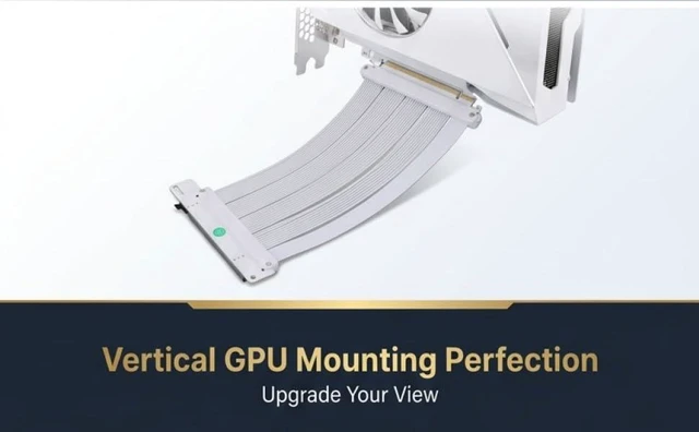 Alt view image 2 of 7 - PCIe 5.0 X16 Riser Cable for Vertical GPU Mount, 20cm