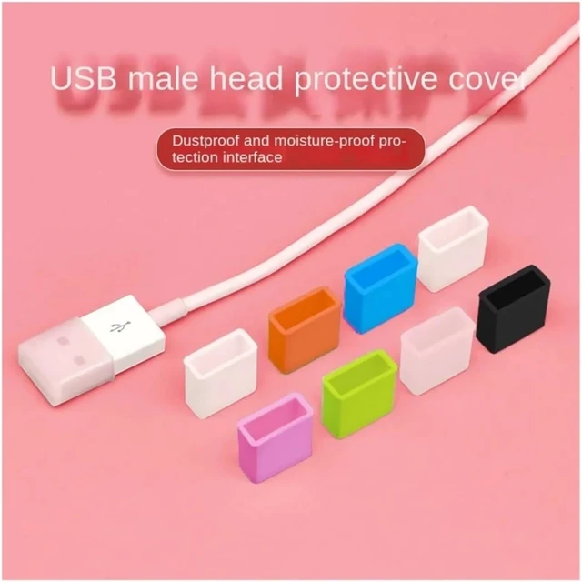Alt view image 5 of 7 - 20 pcs Silicone USB Male Dust Cover Solid Color Anti-Dust Plug Stopper Charging Extension Transfer Data Cord Line Plug Cap Cover(Black)