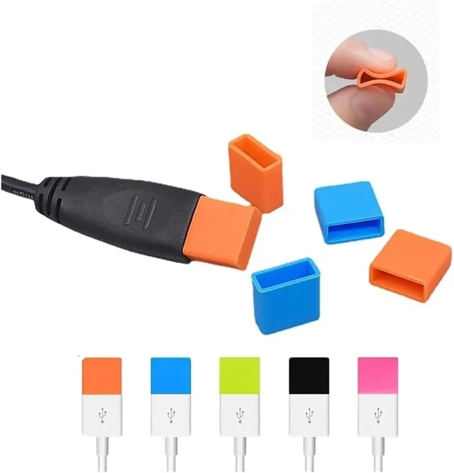 Alt view image 6 of 7 - 20 pcs Silicone USB Male Dust Cover Solid Color Anti-Dust Plug Stopper Charging Extension Transfer Data Cord Line Plug Cap Cover(Black)