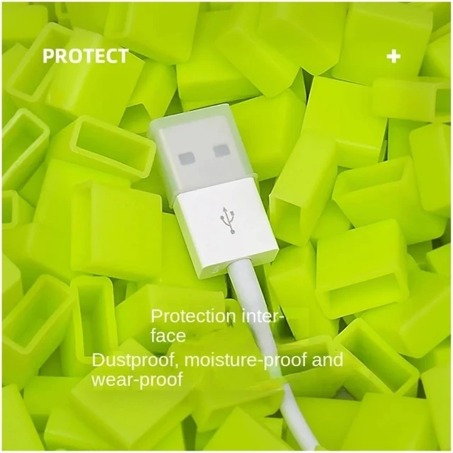 Alt view image 3 of 7 - 20 pcs Silicone USB Male Dust Cover Solid Color Anti-Dust Plug Stopper Charging Extension Transfer Data Cord Line Plug Cap Cover(Black)