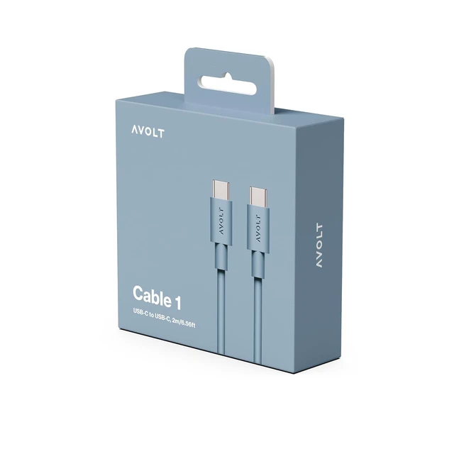 Alt view image 2 of 3 - Avolt USB-C to USB-C Cable (6.6 ft) Soft Silicone Fast Charging Cable for iPhone 15, MacBook, iPad & Android Tangle-Free, Durable Design (USB C to USB C, Shark Blue)