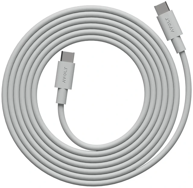 Main image of Avolt USB-C to USB-C Cable (6.6 ft) Soft Silicone Fast Charging Cable for iPhone 15, MacBook, iPad & Android Tangle-Free, Durable Design (USB C to USB C, Gotland Grey)