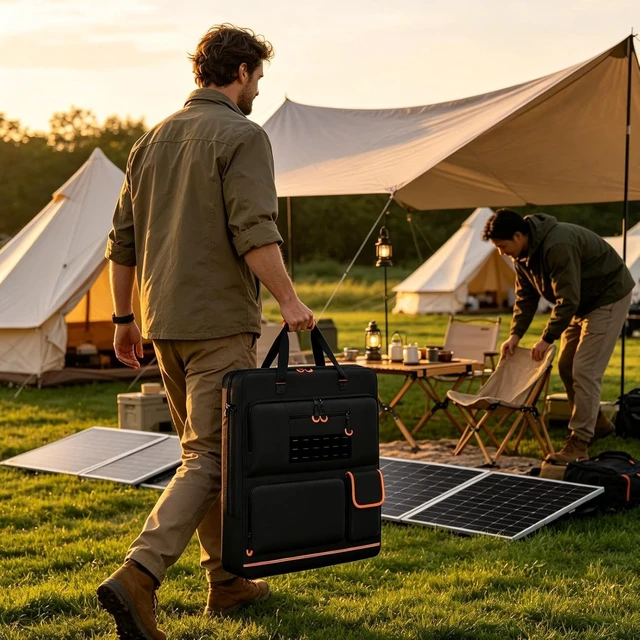 Alt view image 3 of 7 - Solar Panel Organizer Bags Portable Padded Carrier with Orange Lining