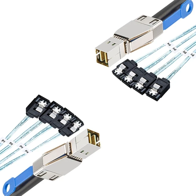 Main image of 2X SAS HD SFF-8644 to 4 x SATA 7Pin Hard Disk Cable 12Gbps Server External Hard Disk High-Speed Cable 3.33TF/1M