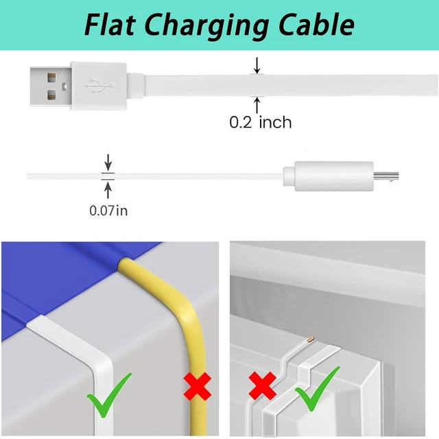 Alt view image 4 of 6 - 2Pack 20FT/6m Power Extension Cable Compatible with Simplisafe,Kasa Camera,Ring Indoor Cam(2nd Gen),Roku,PS4 Controller,VTech,Babysense,Long Flat USB to Micro USB Charging Cord (Not Type-C)
