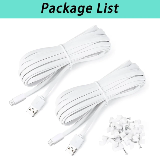 Alt view image 6 of 6 - 2Pack 20FT/6m Power Extension Cable Compatible with Simplisafe,Kasa Camera,Ring Indoor Cam(2nd Gen),Roku,PS4 Controller,VTech,Babysense,Long Flat USB to Micro USB Charging Cord (Not Type-C)