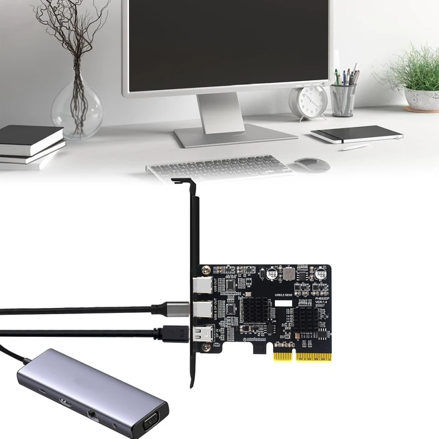 Alt view image 2 of 7 - Professional PCIExpress 4X Video Adapters with Interfaces and Type C Output Compatibility Fast Speed PCIe Expansion Card