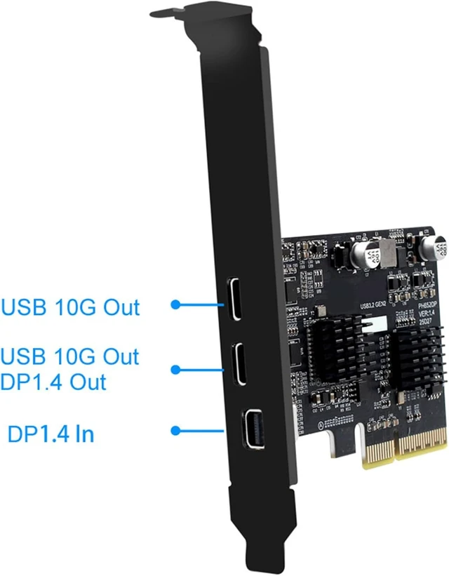 Alt view image 7 of 7 - Professional PCIExpress 4X Video Adapters with Interfaces and Type C Output Compatibility Fast Speed PCIe Expansion Card