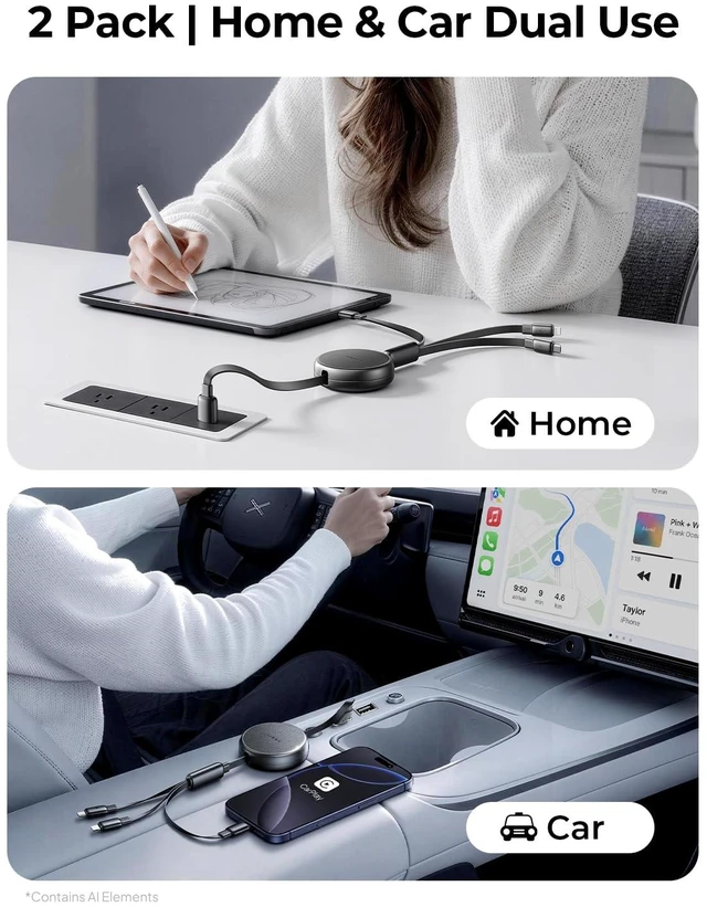 Alt view image 2 of 7 - Multi Charging Cable 3 in 1 Retractable Charging Cable Retractable Car Charger with Type C/L/Micro USB Ports for iPhone 17 16 15 14 Pro/ Galaxy S25/Kindle Car Accessories 2 Pack