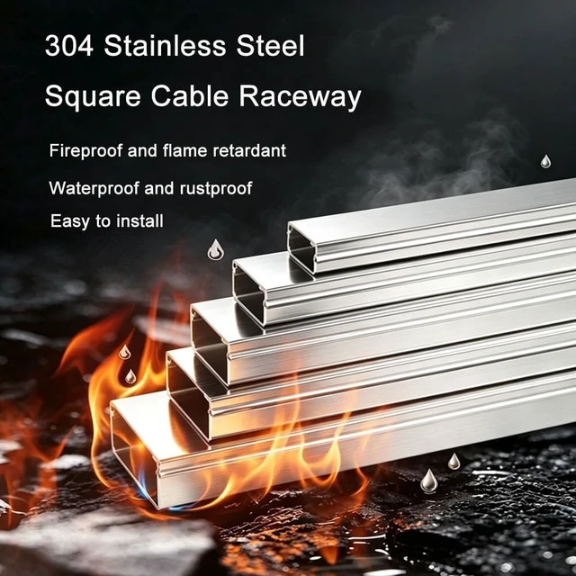 Alt view image 2 of 7 - Mini Wire Cable Trunking Outdoor with Cord Cover Raceway Stainless Steel 1M