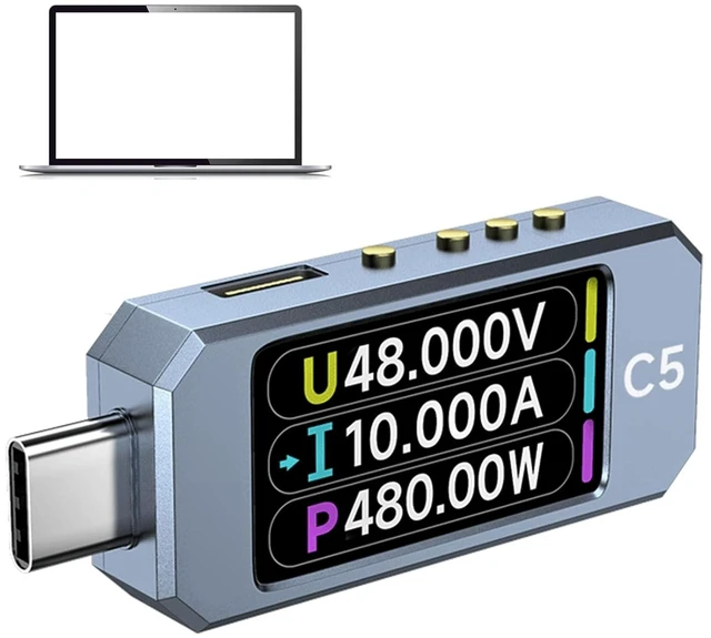 Alt view image 2 of 7 - Professional USB C 3.1 Power Meter, Digital Multimeter with DC48V Capacity, Color Display and Temperature Sensors Fast Speed
