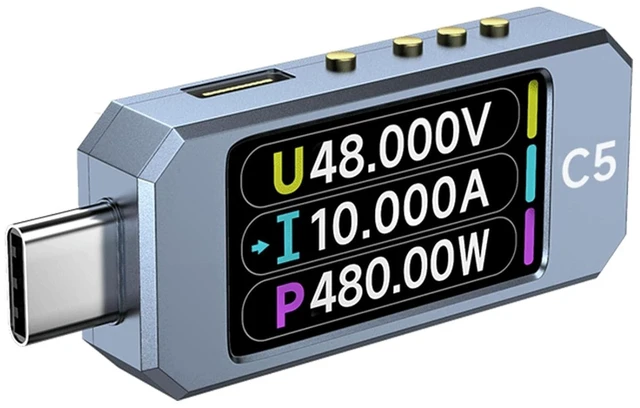 Alt view image 6 of 7 - Professional USB C 3.1 Power Meter, Digital Multimeter with DC48V Capacity, Color Display and Temperature Sensors Fast Speed
