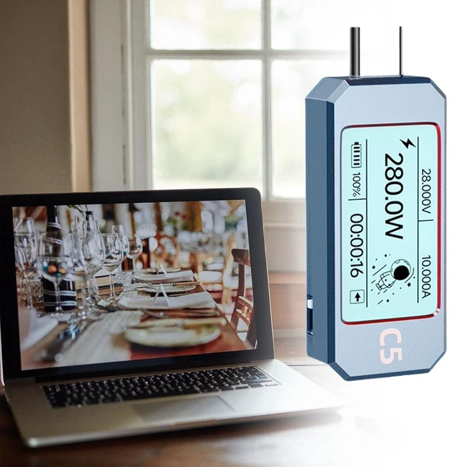 Alt view image 7 of 7 - Professional USB C 3.1 Power Meter, Digital Multimeter with DC48V Capacity, Color Display and Temperature Sensors Fast Speed