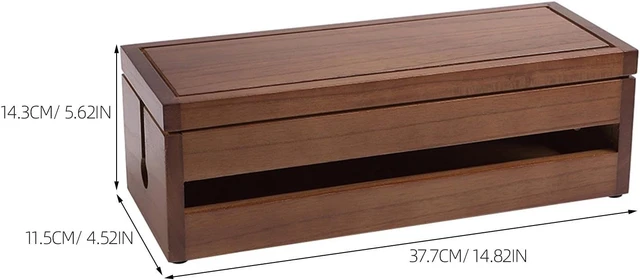 Alt view image 2 of 7 - Wooden Socket Box Large Coffee Multi-Functional Cable Organizer