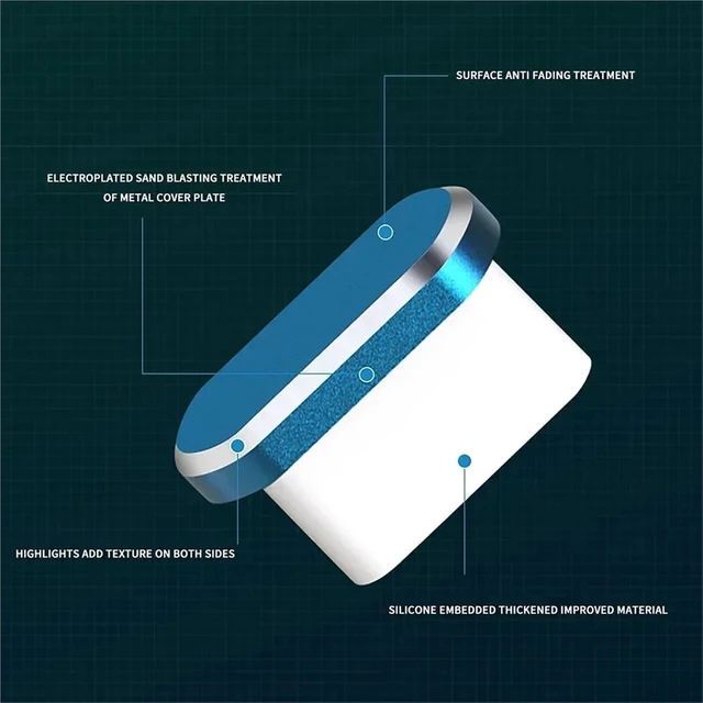 Alt view image 7 of 7 - USB Cover Cap 30PCS Metal Type-C Dust Plugs for USB Charging Port Protection Caps(Gray)