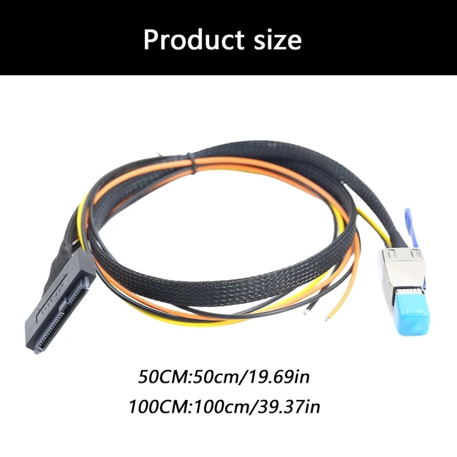 Alt view image 3 of 7 - SFF-8644 to SFF-8639 Server Storage Cable with Power, 100cm