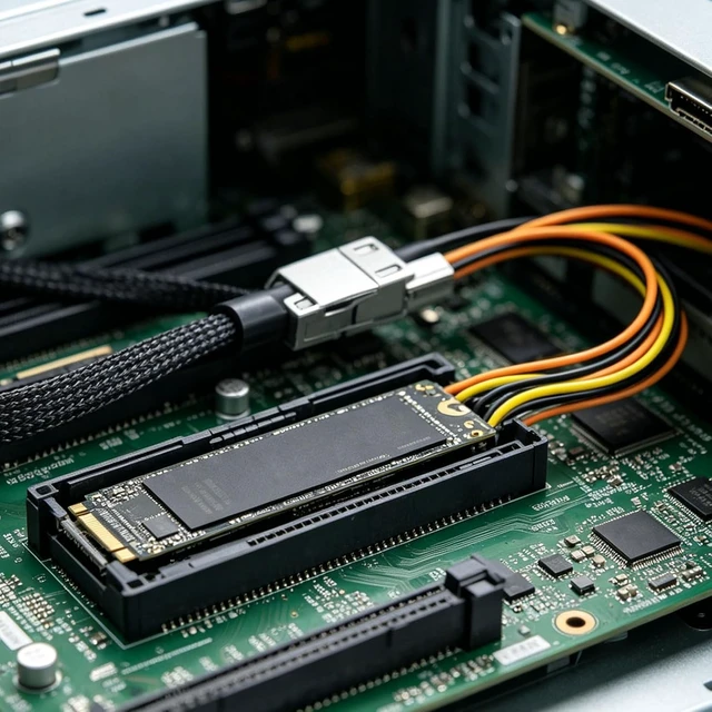 Alt view image 2 of 7 - SFF-8644 to SFF-8639 Server Storage Cable with Power, 100cm