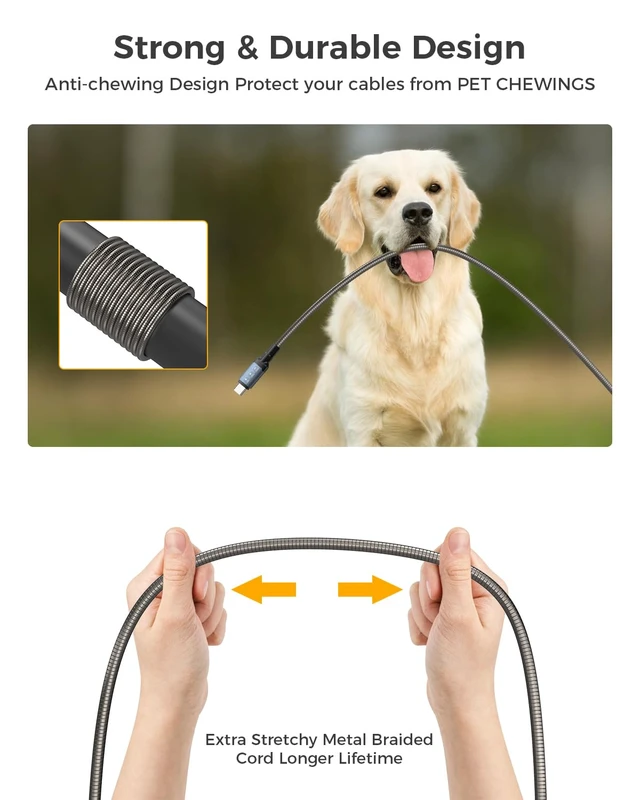 Alt view image 6 of 7 - USB C to USB C Cable 13Ft, 20Gbps Data Transfer, 240W PD Fast Charging, 4K@60Hz Video Support, Chew Proof, Durable Metal, Type C Compatible for iPhone 17, MacBook Pro Air, Portable Monitor