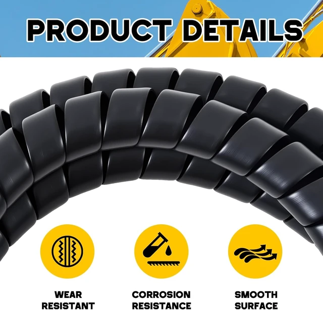 Alt view image 3 of 6 - 1 Pcs Spiral Wrap Cable Protector, Safe 1.5" Od x 100' Pre Cut Lengths Hydraulic Hose Protector Wrap to Avoid Wear and Extend Life for Hydraulic Pneumatic Hoses(Black)