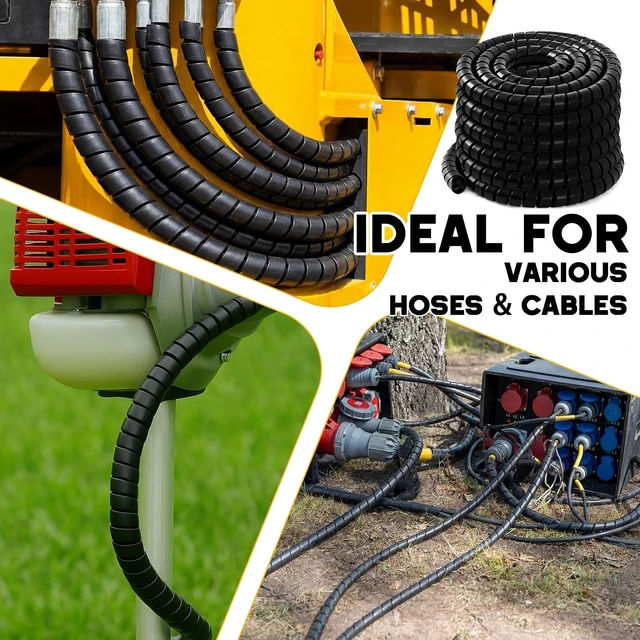 Alt view image 6 of 6 - 1 Pcs Spiral Wrap Cable Protector, Safe 1.5" Od x 100' Pre Cut Lengths Hydraulic Hose Protector Wrap to Avoid Wear and Extend Life for Hydraulic Pneumatic Hoses(Black)