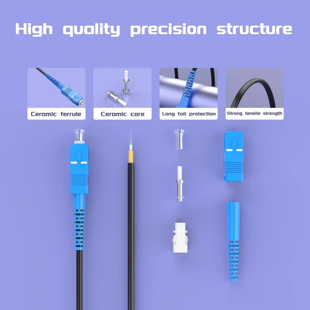 Alt view image 5 of 7 - Outdoor Armored Fiber Optic Cable, SC/UPC to ST/UPC SingleMode Simplex - 9/125µm Jumper Optical Patch Cord, TPU Black Low Friction(295ft/90Meters)