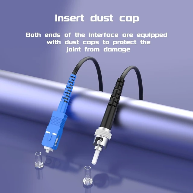 Alt view image 6 of 7 - Outdoor Armored Fiber Optic Cable, SC/UPC to ST/UPC SingleMode Simplex - 9/125µm Jumper Optical Patch Cord, TPU Black Low Friction(295ft/90Meters)