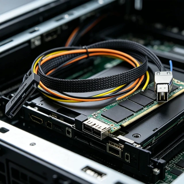 Alt view image 5 of 7 - SFF-8644 to SFF-8639 Server Storage Cable with Power, 100cm