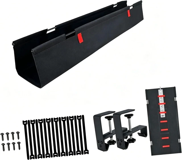 Main image of 28 Inch Metal Frame Under Desk Cord Tray with Rubber Guards