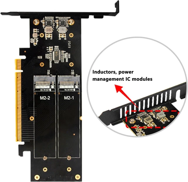 Alt view image 2 of 7 - 4 NVMe HDDs Expansion Adapter for PCIe 5.0 X16 Up to 4 Drive Large Storage Capacity and RAIDs Management Fast Data Transfer