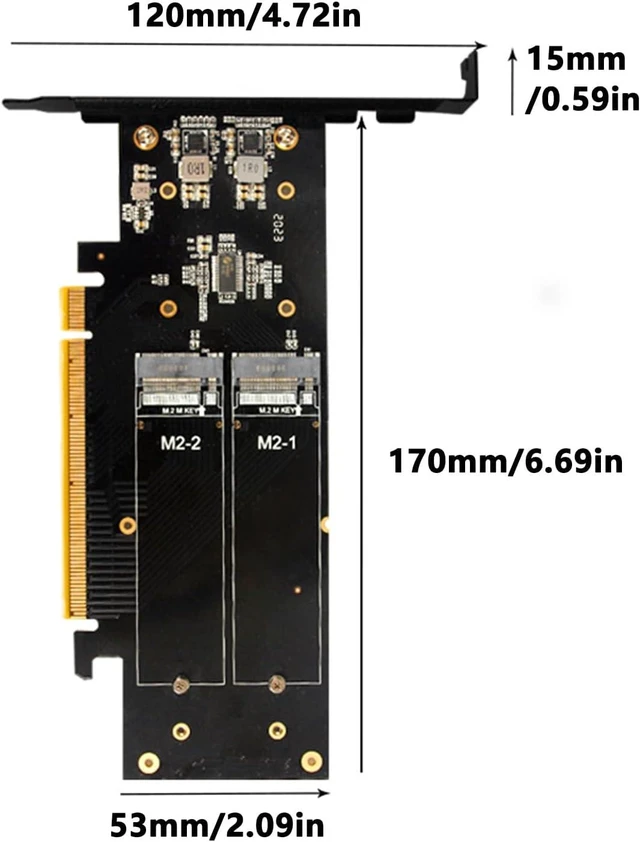 Alt view image 4 of 7 - 4 NVMe HDDs Expansion Adapter for PCIe 5.0 X16 Up to 4 Drive Large Storage Capacity and RAIDs Management Fast Data Transfer