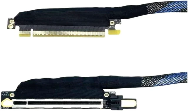 Main image of PCIE 5.0 X16 Graphics Card GPU Extension Cable Silver Plated PCI-E 5.0 X16 GEN5 64GT/ S Adapter Server Cable High Speed High-Speed PCIE 5.0 X16 Graphics Card Extension Cable 50CM